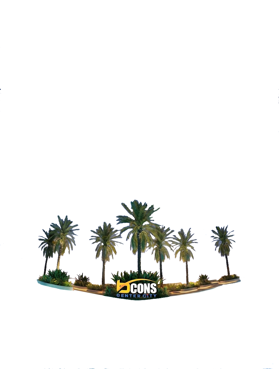 Bcons Foreground - Pool & Palm Trees